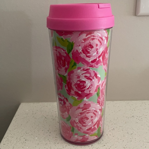 Lilly Pulitzer Travel Mug Pink Roses - Picture 2 of 4